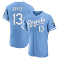 KC.Royals #13 Salvador Perez Player Light Blue Alt Limited Elite Home Fdoa Stitched Jerseys