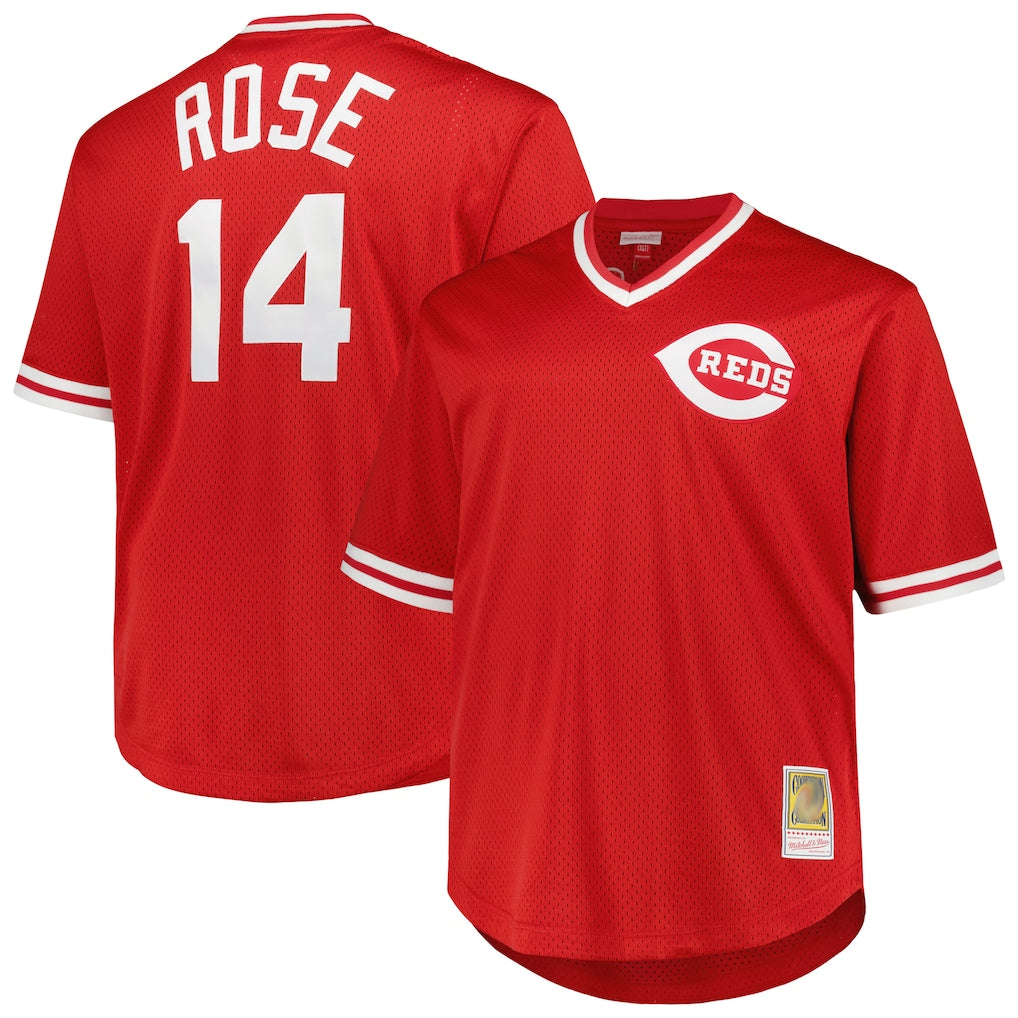 C.Reds #14 Pete Rose Player Red Mitchell & Ness Throwback Cooperstown Mesh T-shirt Game Fdoa Stitched Jerseys