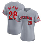 C.Reds #28 Eugenio Su¨¢rez Player Gray Limited Elite Home Fdoa Stitched Jerseys