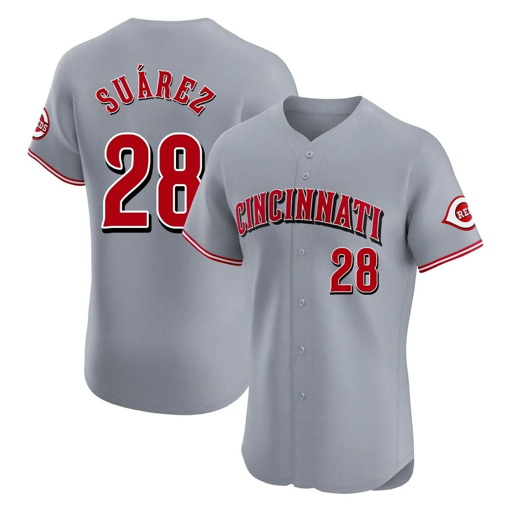 C.Reds #28 Eugenio Su¨¢rez Player Gray Limited Elite Home Fdoa Stitched Jerseys