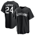 C.Guardians #24 Triston McKenzie Player Black Home Game Fdoa Stitched Jerseys