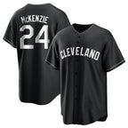 C.Guardians #24 Triston McKenzie Player Black Home Game Fdoa Stitched Jerseys