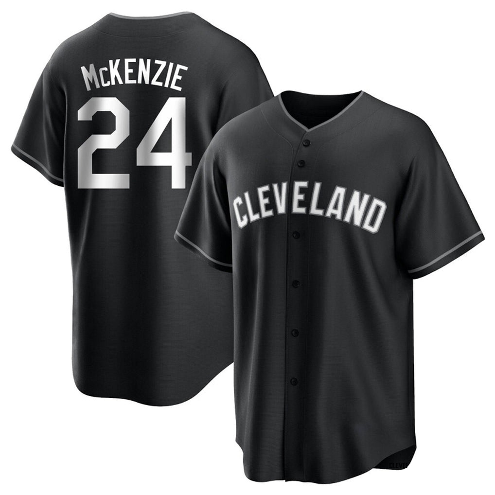 C.Guardians #24 Triston McKenzie Player Black Home Game Fdoa Stitched Jerseys