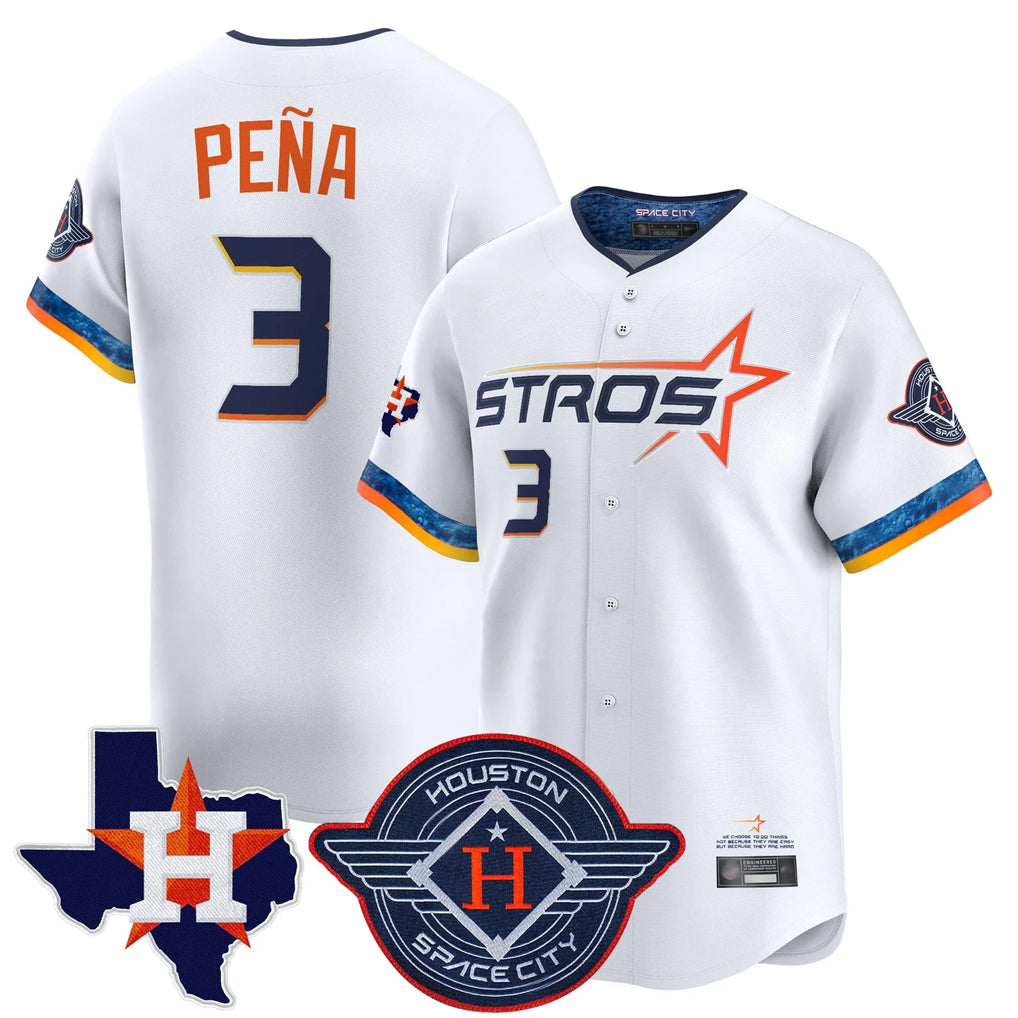 H.Astros #3 Jeremy Pe?a Player White City Connect Texas Patch Vapor Premier Limited Home Fdoa Stitched Jerseys