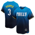 P.Phillies #3 Bryce Harper Player Blue City Connect Home Limited Fdoa Stitched Jerseys