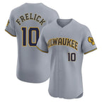 M.Brewers #10 Sal Frelick Player Gray Home Limited Elite Fdoa Stitched Jerseys