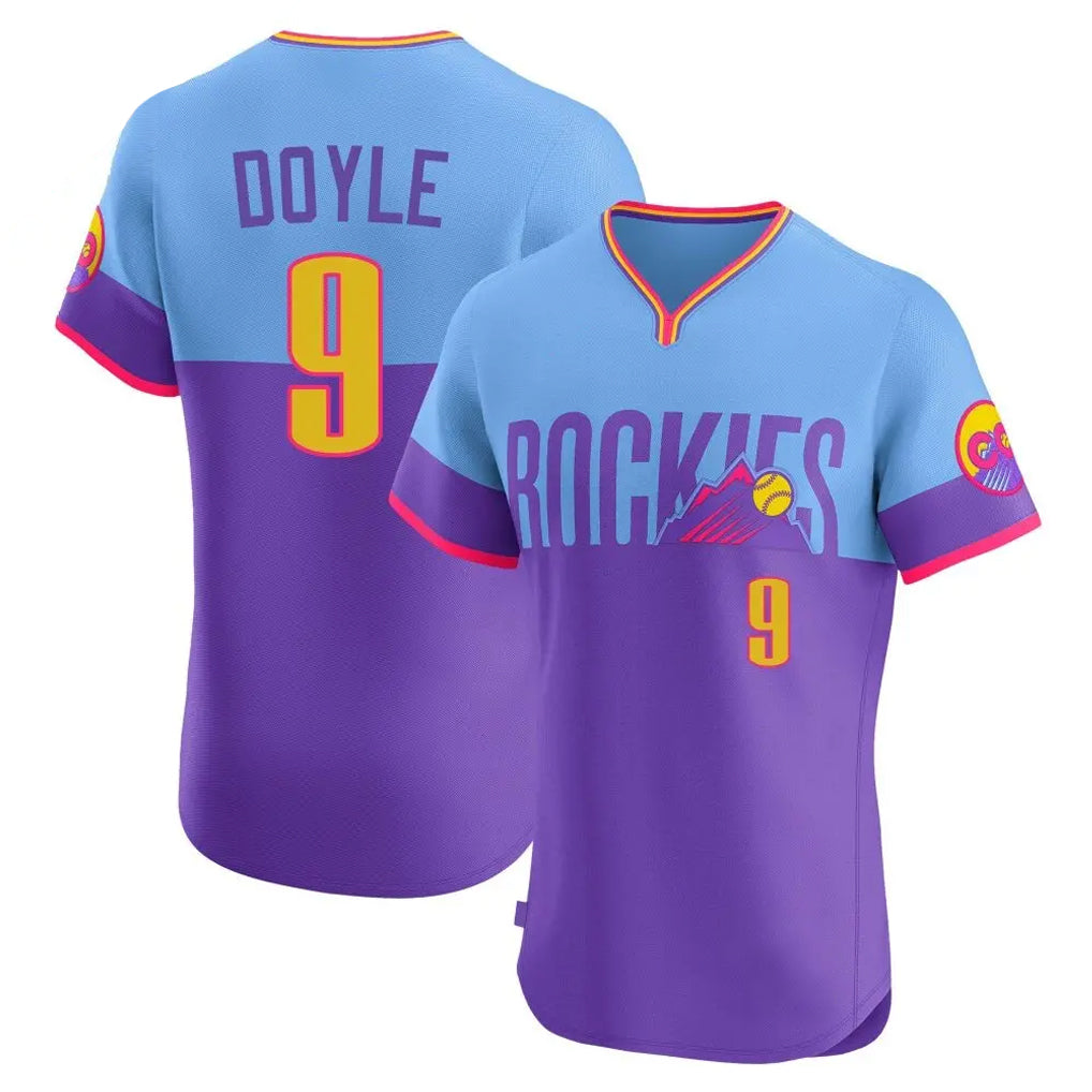 C.Rockies #9 Brenton Doyle Player Purple-Light Blue City Connect Limited Elite Home T-shirt Fdoa Stitched Jerseys