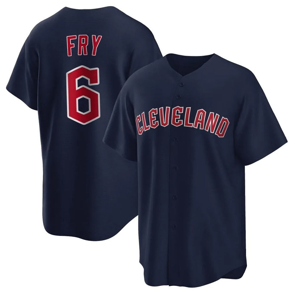 C.Guardians #6 David Fry Player Navy Game Home Fdoa Stitched Jerseys