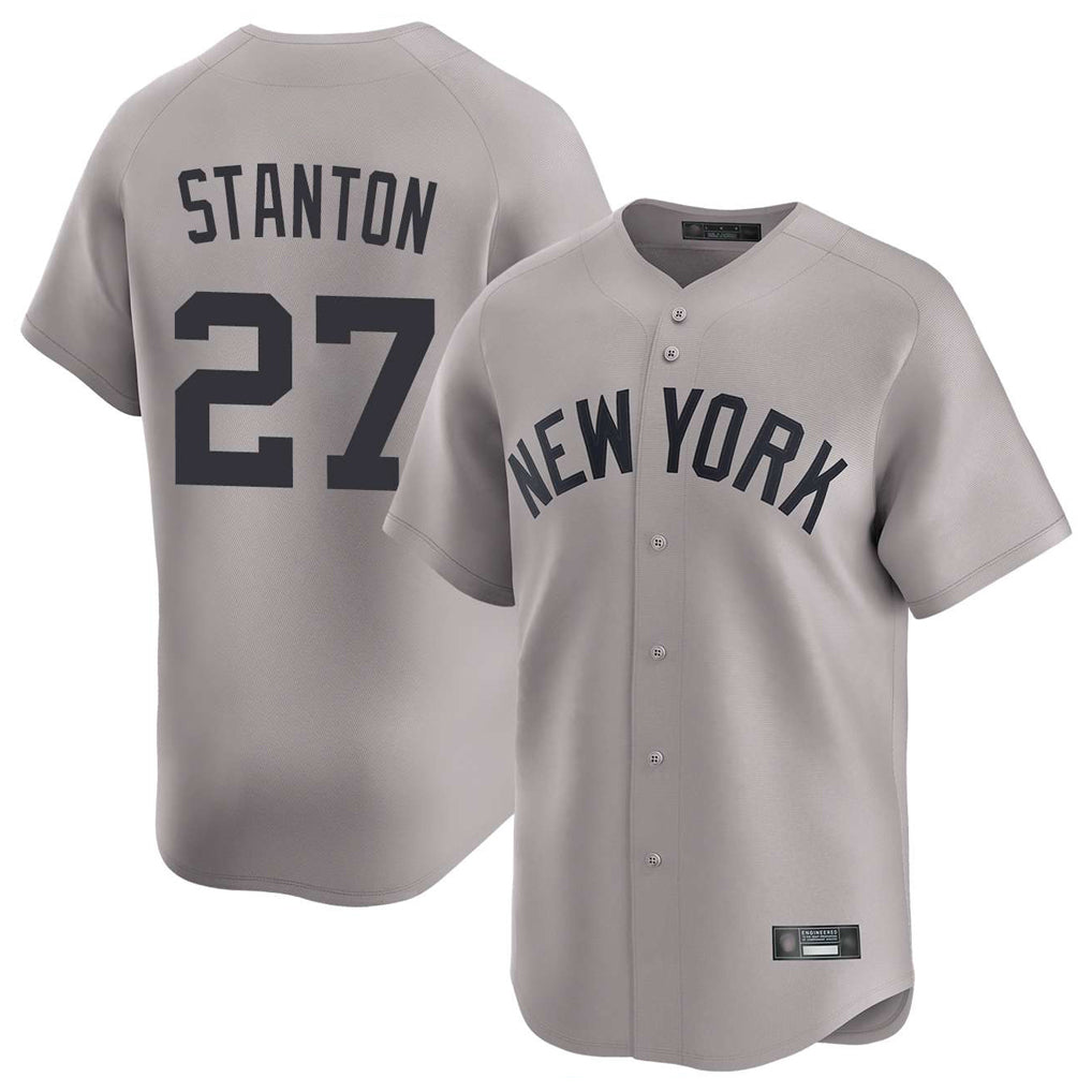 NY.Yankees #27 Giancarlo Stanton Player Gray Limited Home Fdoa Stitched Jerseys