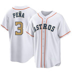 H.Astros #3 Jeremy Pe?a Player Gold Collection Game Home Fdoa Stitched Jerseys