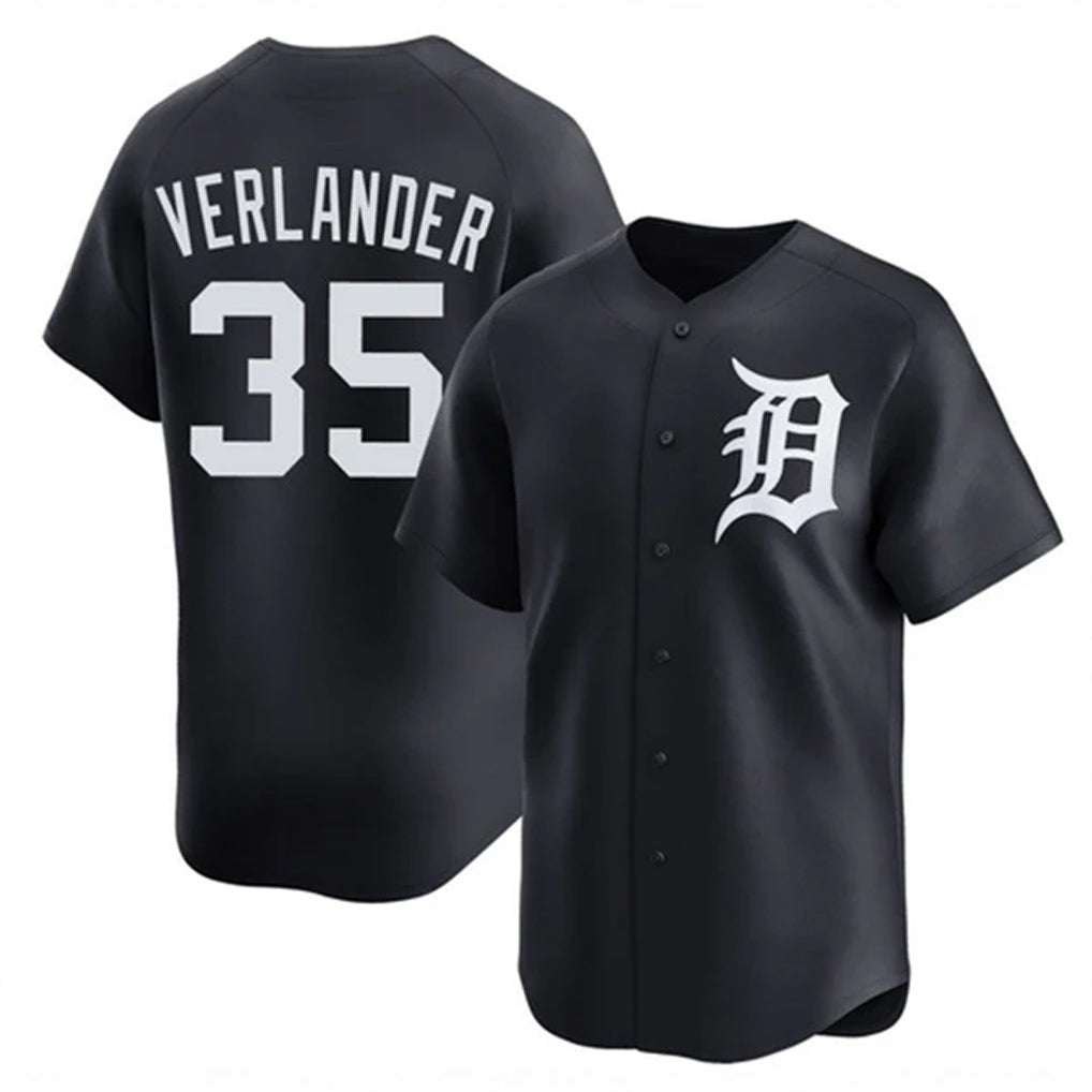 D.Tigers #35 Justin Verlander Player Navy Home Limited Game Fdoa Stitched Jerseys