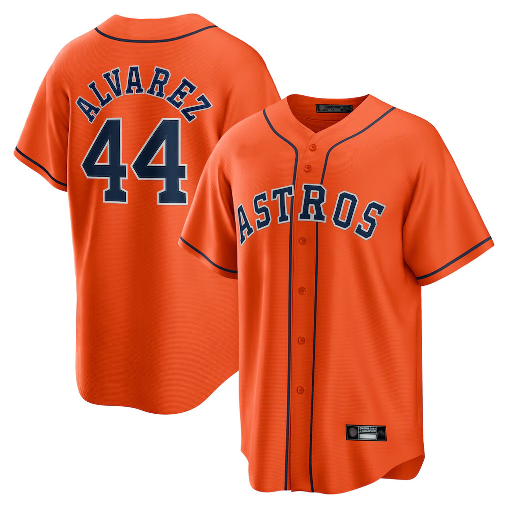 H.Astros #44 Yordan Alvarez Player Orange Home Game Fdoa Stitched Jerseys