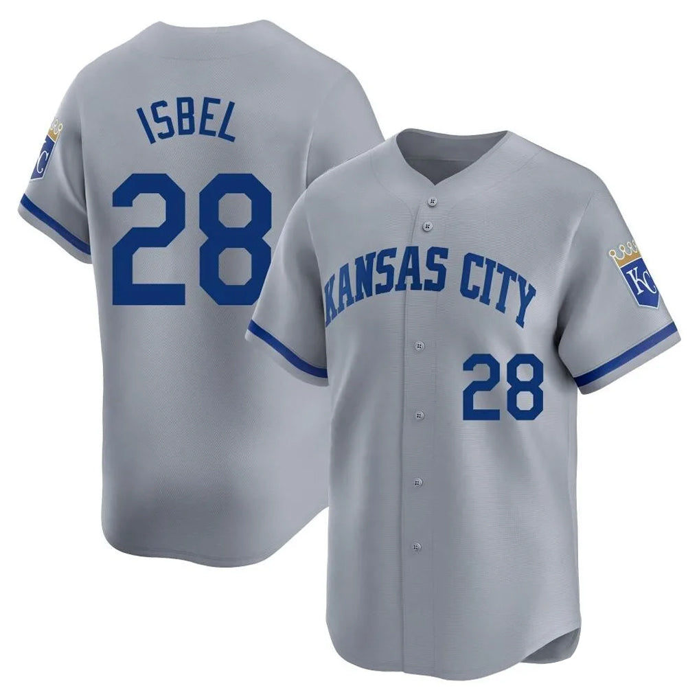 KC.Royals #28 Kyle Isbel Player Gray Limited Home Fdoa Stitched Jerseys