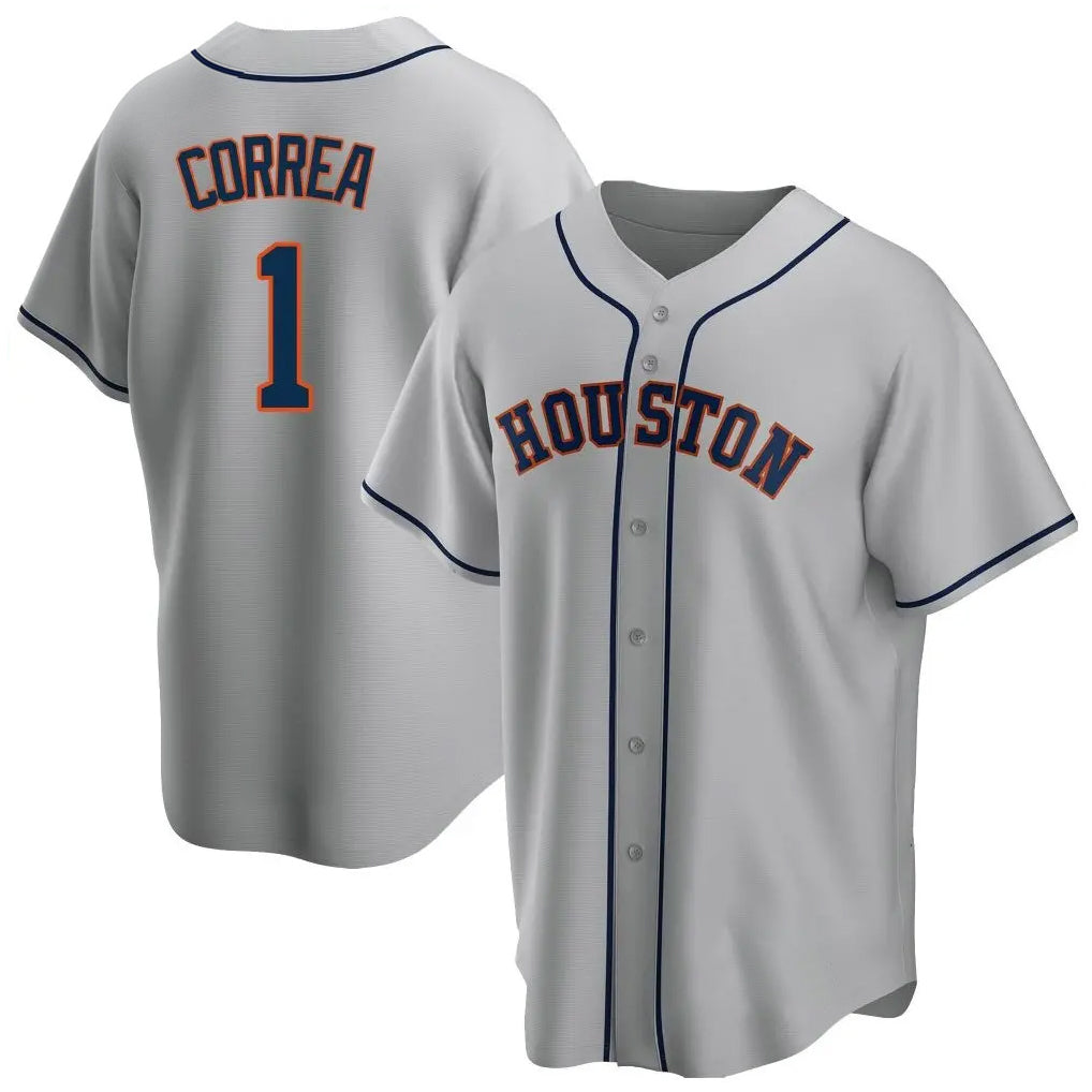 H.Astros #1 Carlos Correa Player Gray Home Game Fdoa Stitched Jerseys