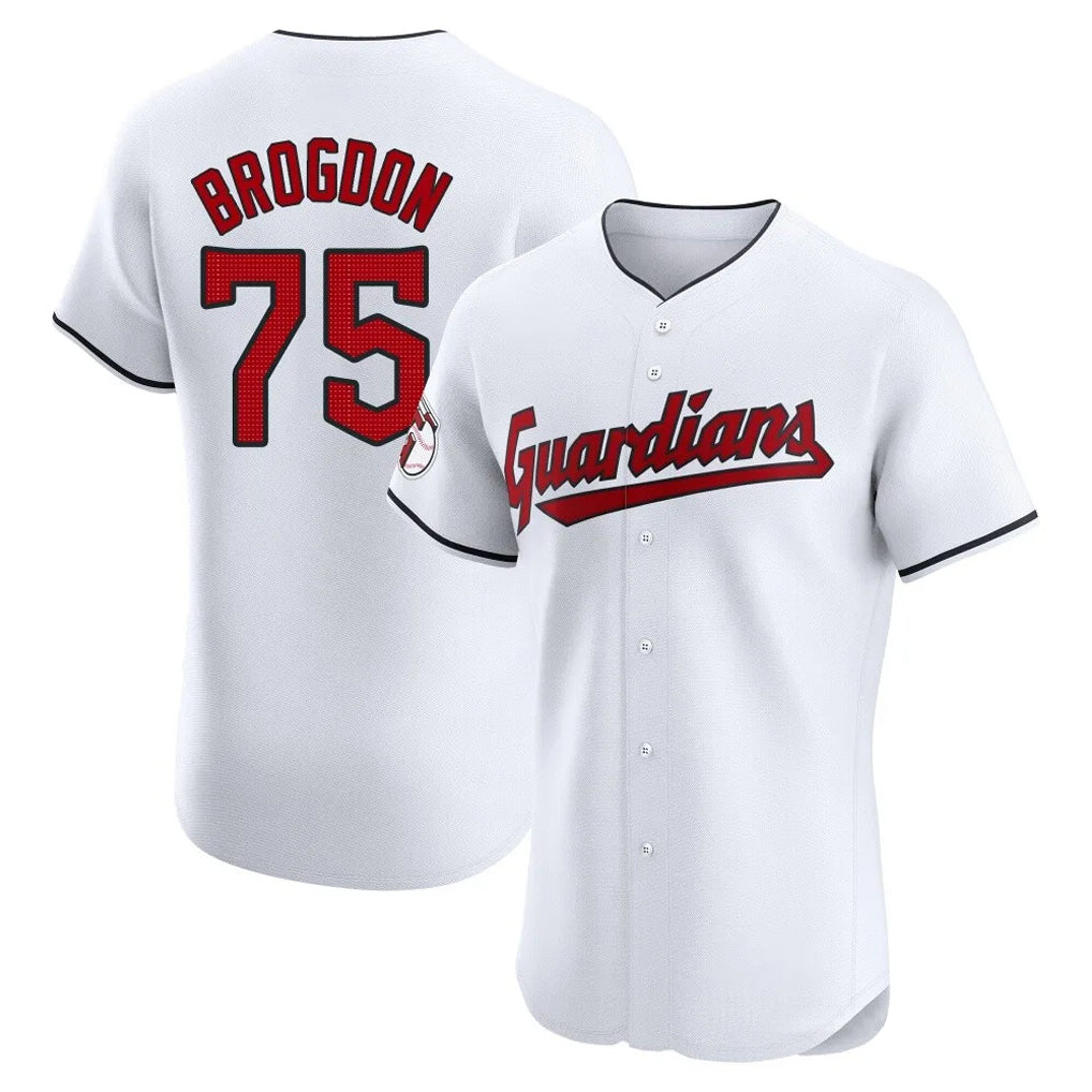 C.Guardians #75 Connor Brogdon Player White Limited Elite Home Fdoa Stitched Jerseys