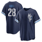 KC.Royals #28 Kyle Isbel Player Navy City Connect Home Game Fdoa Stitched Jerseys