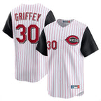 C.Reds #30 Ken Griffey Player White Black Stripe Field of Dreams Game Home Fdoa Stitched Jerseys