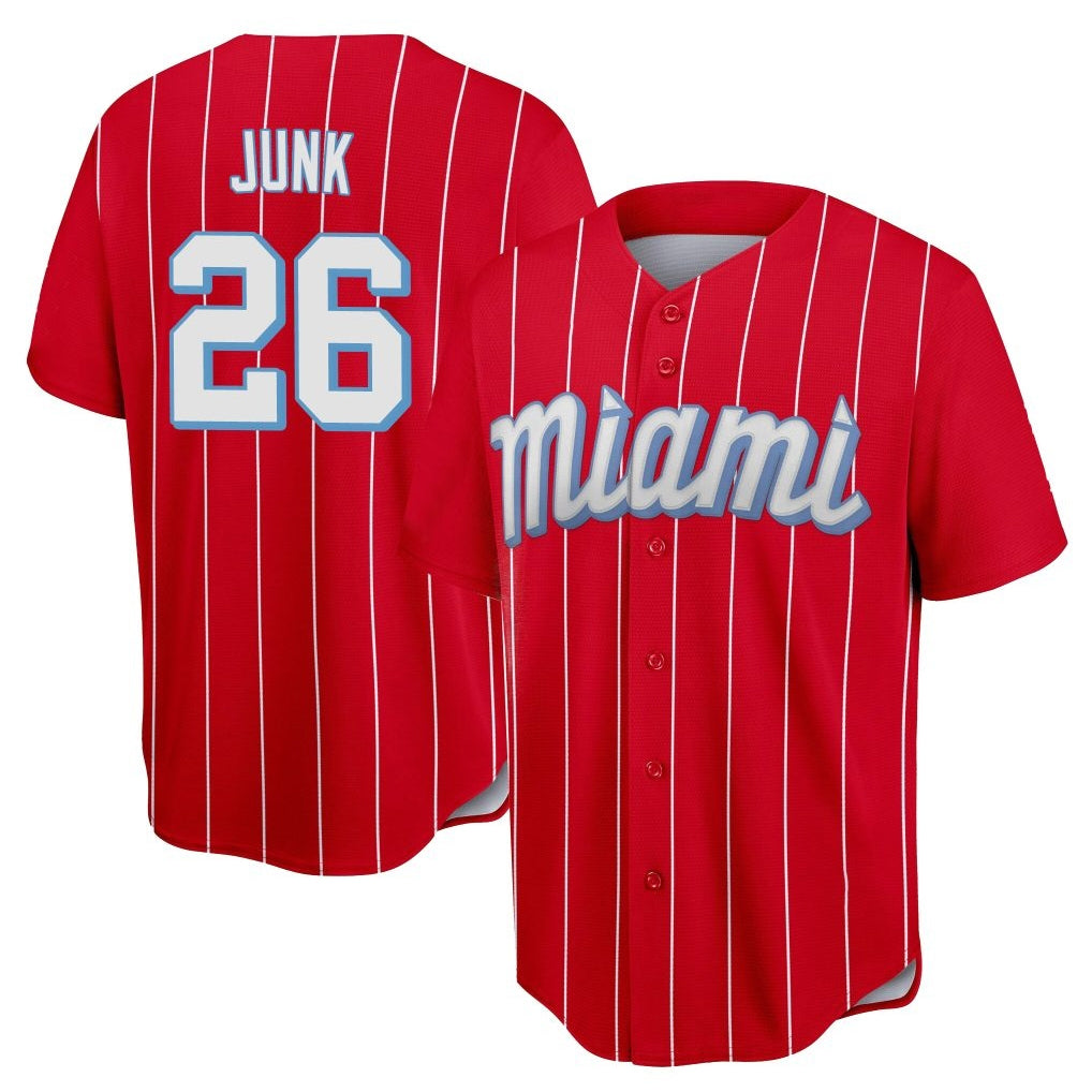 M.Marlins #26 Janson Junk Player Red City Connect Home Game Fdoa Stitched Jerseys