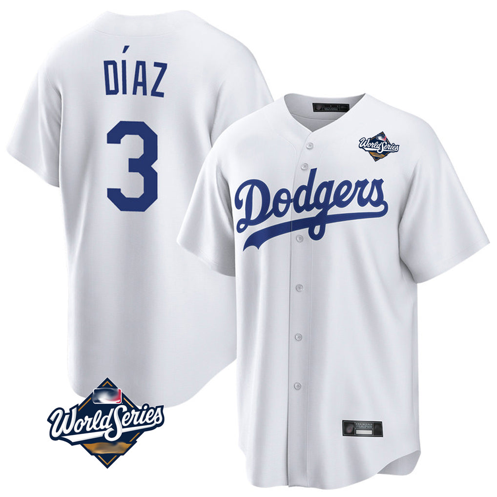 LA.Dodgers #3 Edwin D¨ªaz Player White World Series Game Home Fdoa Stitched Jerseys
