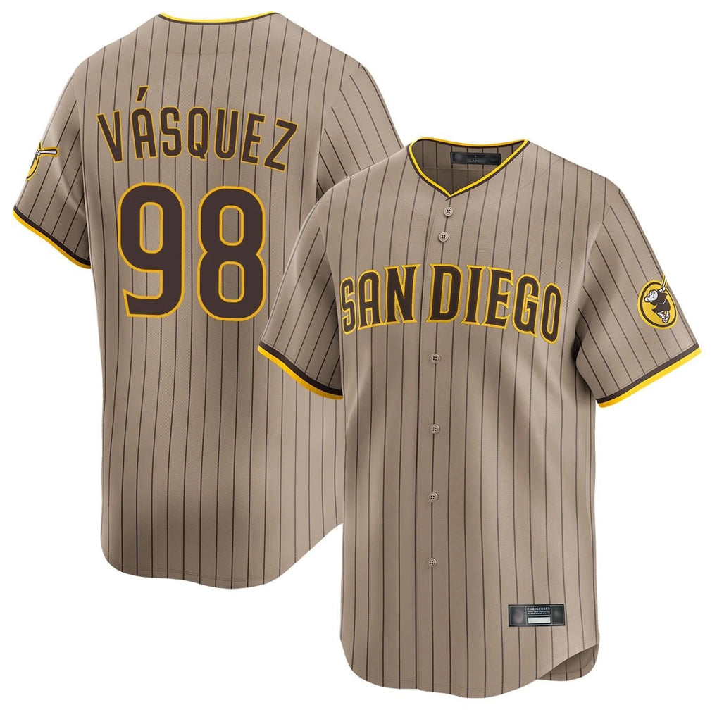 S.Diego Padres #98 Randy Vasquez Player Khaki Home Limited Fdoa Stitched Jerseys