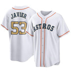 H.Astros #53 Cristian Javier Player Gold Collection Game Home Fdoa Stitched Jerseys