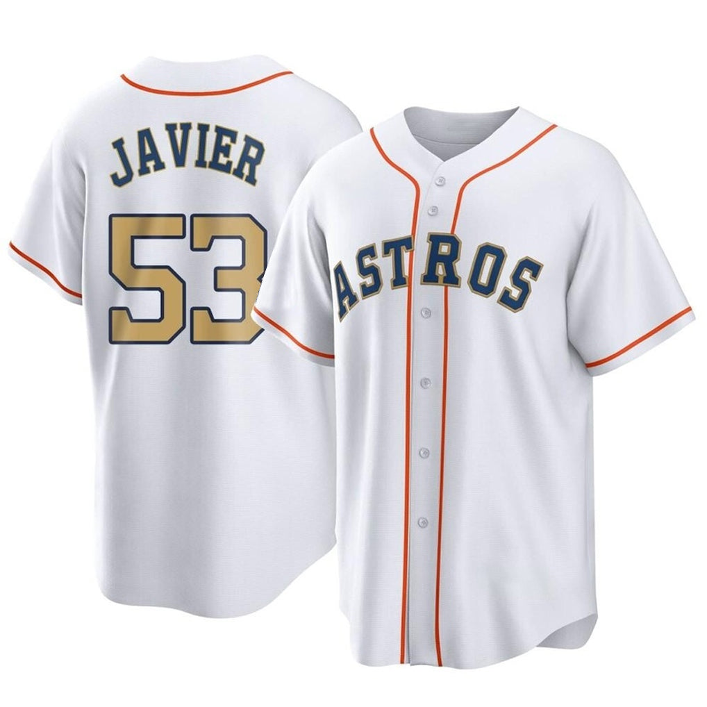 H.Astros #53 Cristian Javier Player Gold Collection Game Home Fdoa Stitched Jerseys