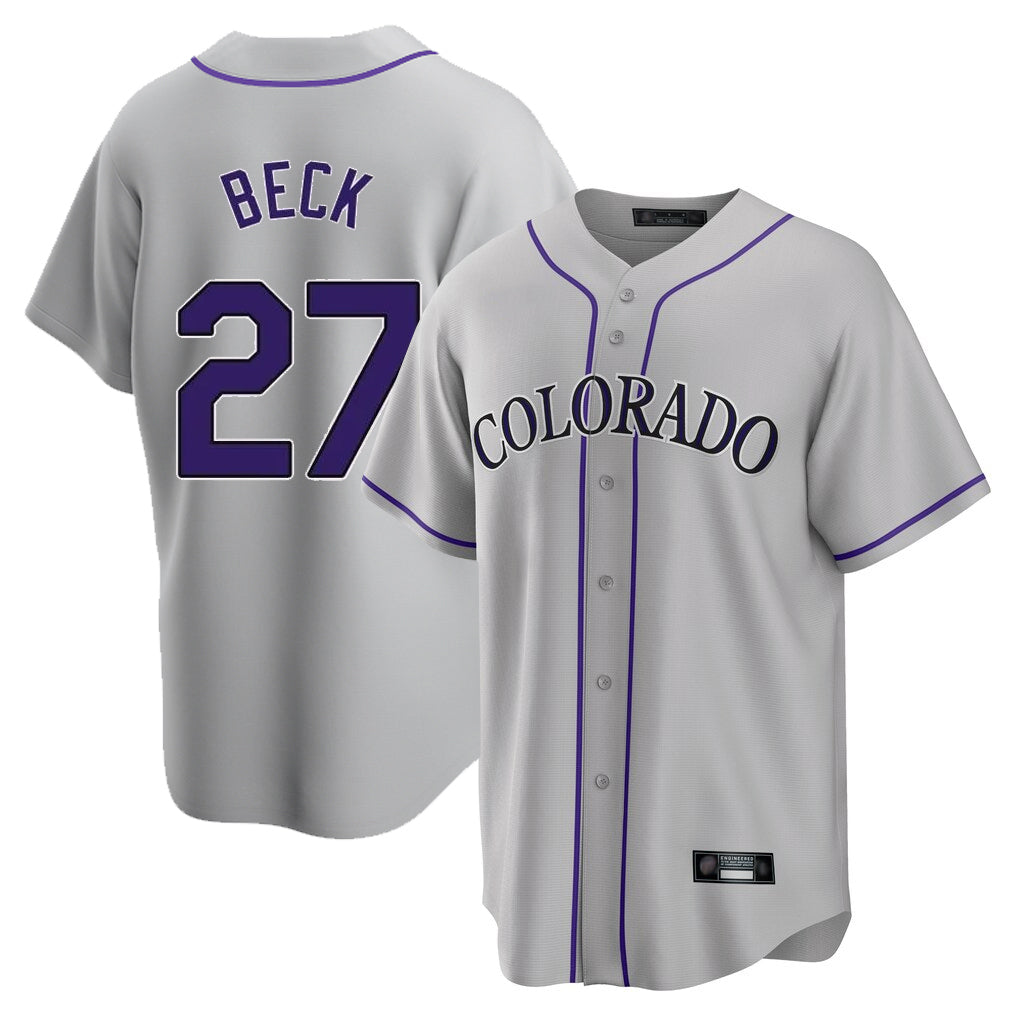 C.Rockies #27 Jordan Beck Player Gray Game Home Fdoa Stitched Jerseys