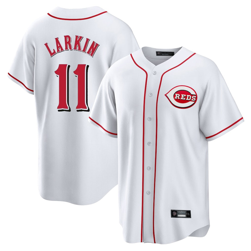C.Reds #11 Barry Larkin Player White Game Home Fdoa Stitched Jerseys