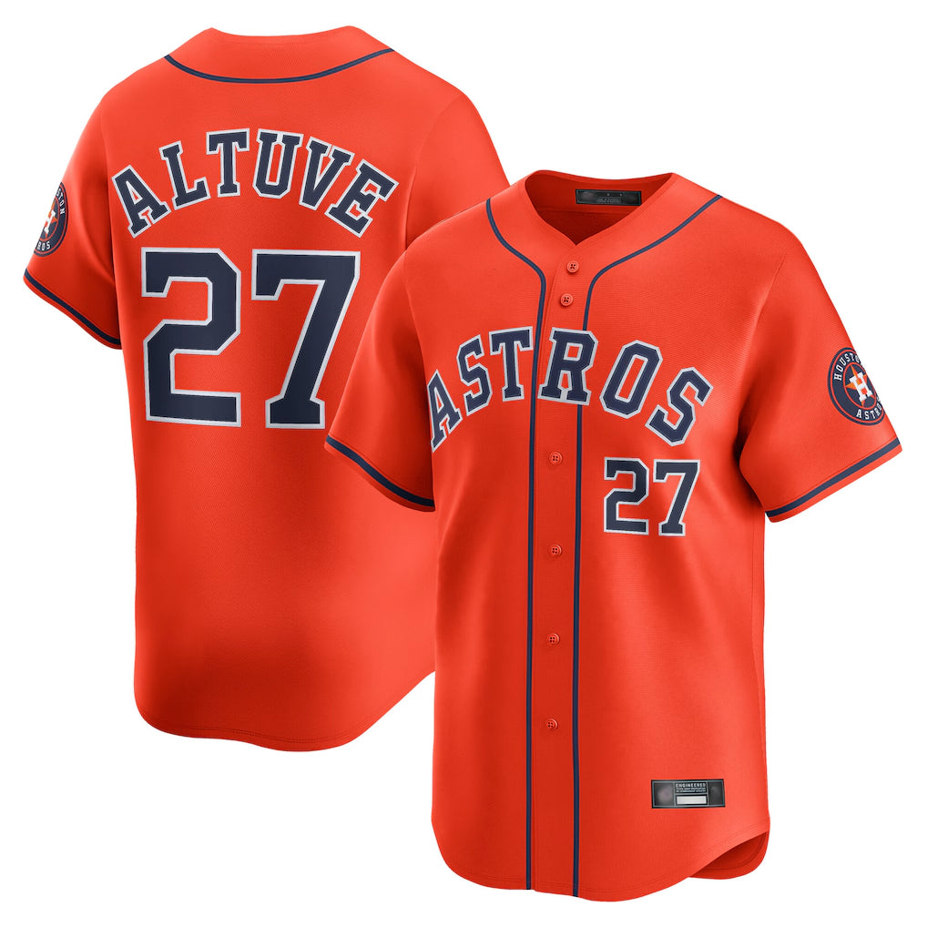 H.Astros #27 Jose Altuve Player Orange Home Limited Fdoa Stitched Jerseys