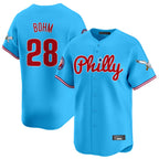 P.Phillies #28 Alec Bohm Player Light Blue Phillies & Eagles Vapor Premier Limited Home Fdoa Stitched Jerseys