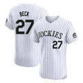 C.Rockies #27 Jordan Beck Player White Limited Elite Home Fdoa Stitched Jerseys