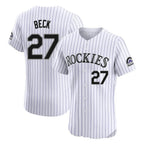C.Rockies #27 Jordan Beck Player White Limited Elite Home Fdoa Stitched Jerseys