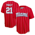 M.Marlins #21 Graham Pauley Player Red City Connect Home Game Fdoa Stitched Jerseys