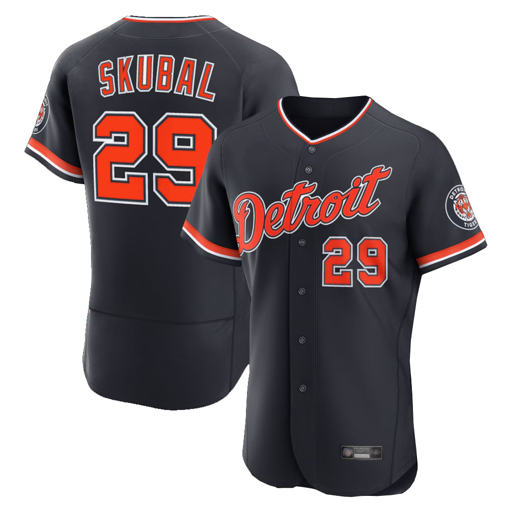 D.Tigers #29 Tarik Skubal Player Navy Limited Elite Home Game Fdoa Stitched Jerseys