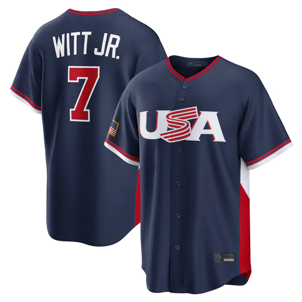 KC.Royals #7 Bobby Witt Jr. Player Navy USA 2026 World Classic Game Fdoa Stitched Jerseys