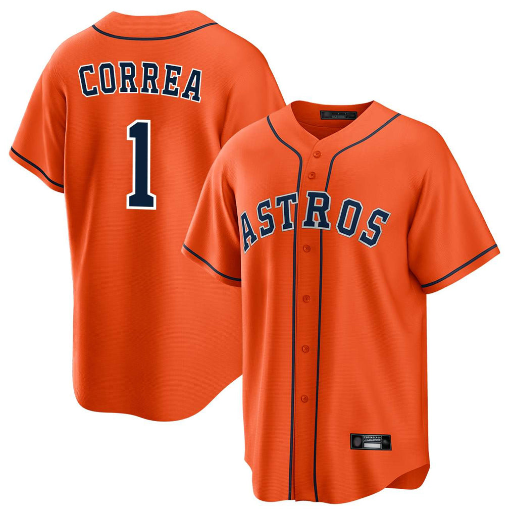 H.Astros #1 Carlos Correa Player Orange Home Game Fdoa Stitched Jerseys