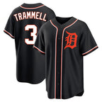 D.Tigers #3 Alan Trammell Player Black Fashion Out Home Game Fdoa Stitched Jerseys