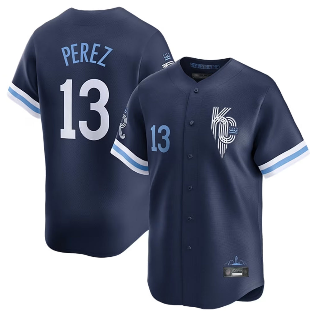 KC.Royals #13 Salvador Perez Player Navy City Connect Limited Home Fdoa Stitched Jerseys