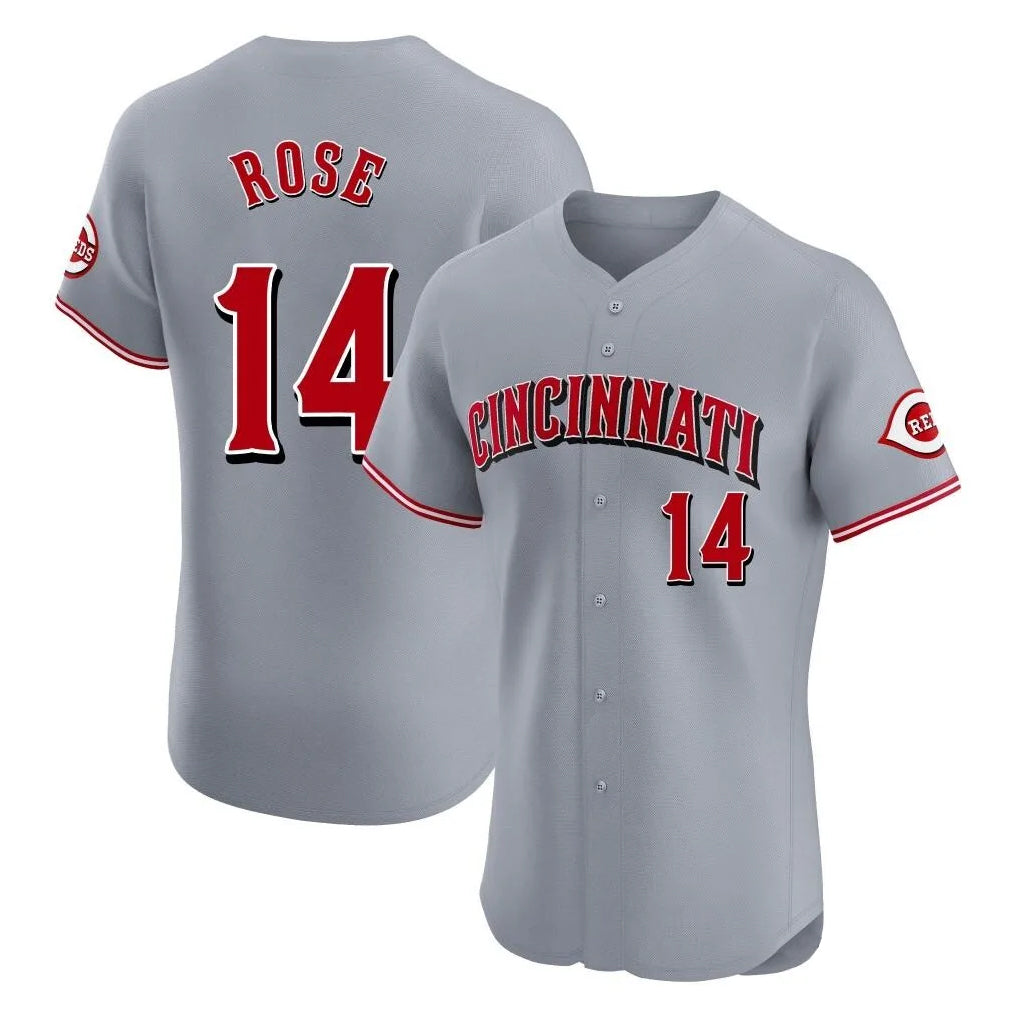C.Reds #14 Pete Rose Player Gray Limited Elite Home Fdoa Stitched Jerseys