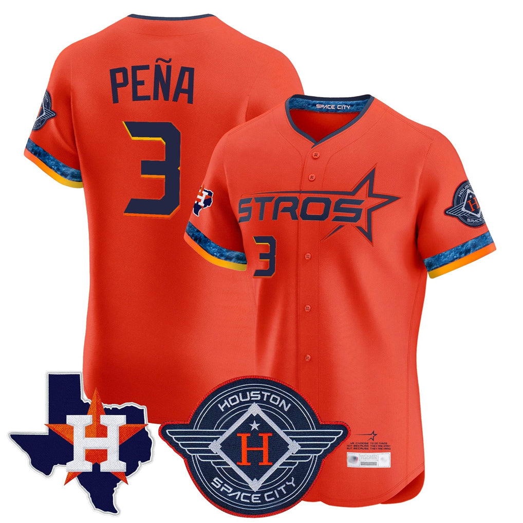 H.Astros #3 Jeremy Pe?a Player Orange City Connect Texas Patch Vapor Premier Limited Elite Home Fdoa Stitched Jerseys