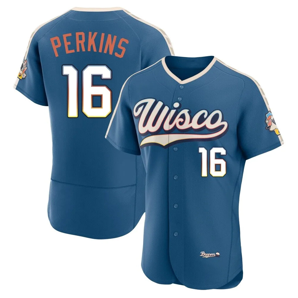 M.Brewers #16 Blake Perkins Player Blue 2026 City Connect Home Limited Elite Fdoa Stitched Jerseys