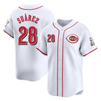 C.Reds #28 Eugenio Su¨¢rez Player White Home Limited Fdoa Stitched Jerseys