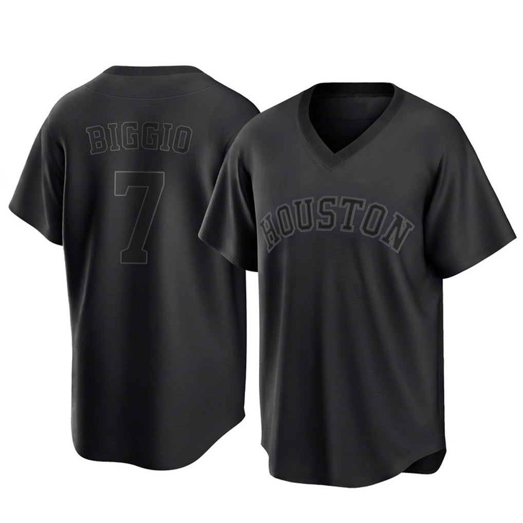 H.Astros #7 Craig Biggio Player Black Fashion T-shirt Home Game Fdoa Stitched Jerseys