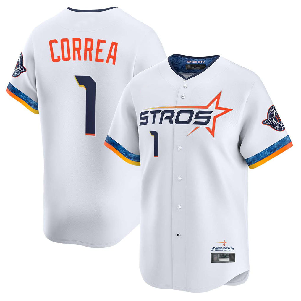 H.Astros #1 Carlos Correa Player White City Connect Limited Home Fdoa Stitched Jerseys