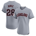 C.Guardians #28 Tanner Bibee Player Gray Road Limited Elite Home Fdoa Stitched Jerseys