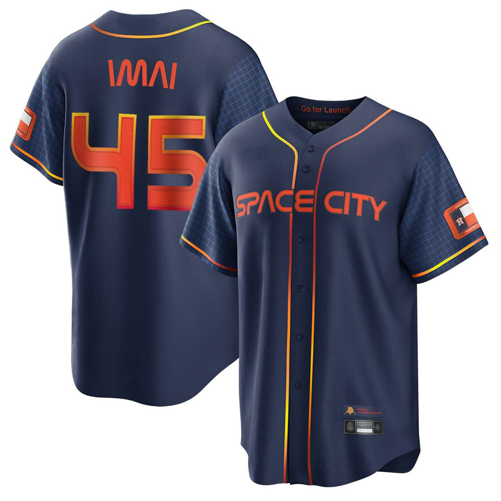 H.Astros #45 Tatsuya Imai Player Navy City Connect Home Game Fdoa Stitched Jerseys