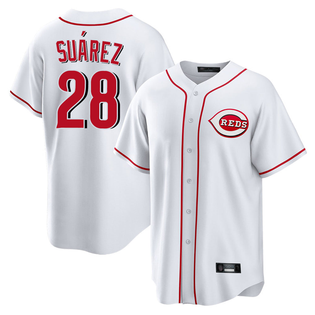 C.Reds #28 Eugenio Su¨¢rez Player White Game Home Fdoa Stitched Jerseys