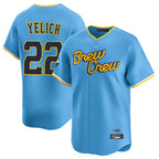 M.Brewers #22 Christian Yelich Player Light Blue City Connect Home Limited Fdoa Stitched Jerseys