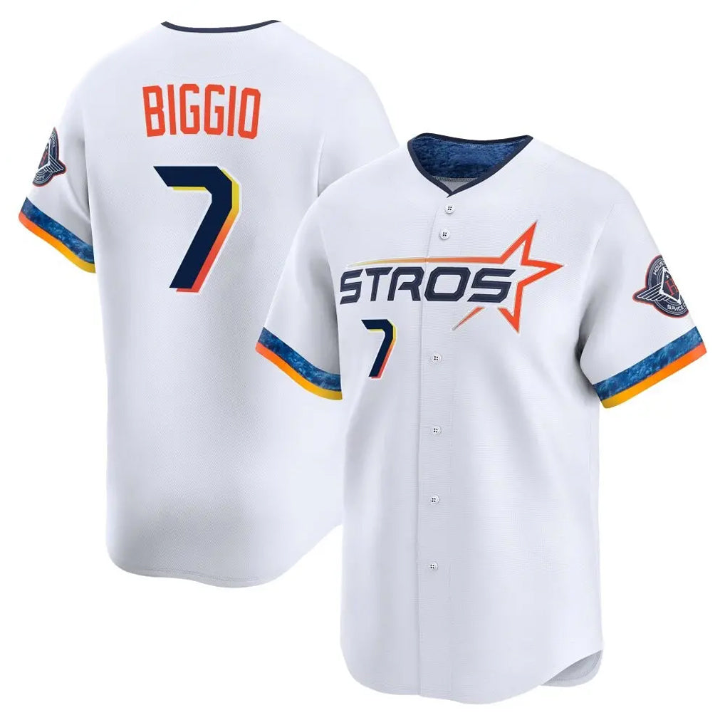 H.Astros #7 Craig Biggio Player White City Connect Limited Home Fdoa Stitched Jerseys