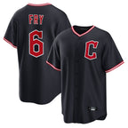 C.Guardians #6 David Fry Player Navy Home Game Fdoa Stitched Jerseys